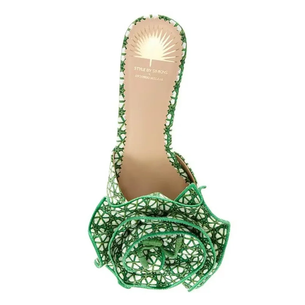 NEW Antonio Melani x Style by Simkins Blake Cane Printed Flower Dress Sandals